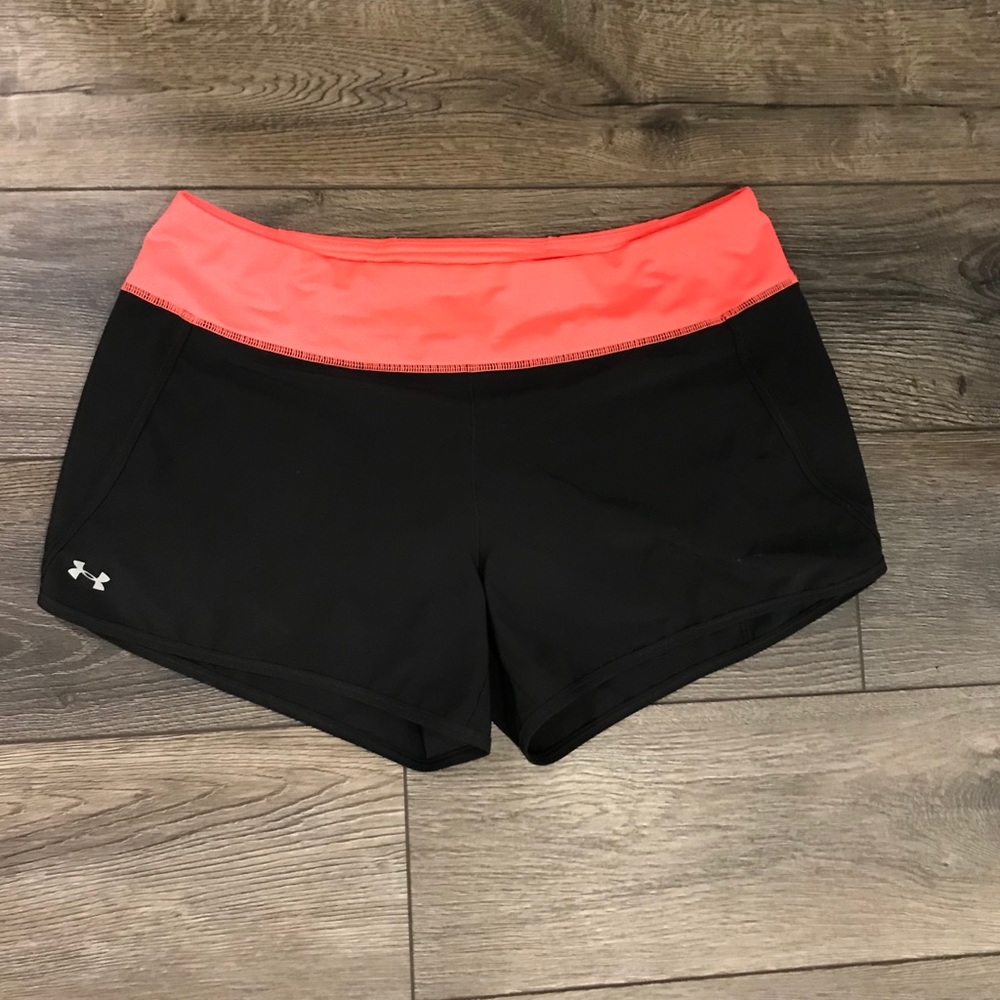 Under Armour Heat Gear Black and Coral Shorts L